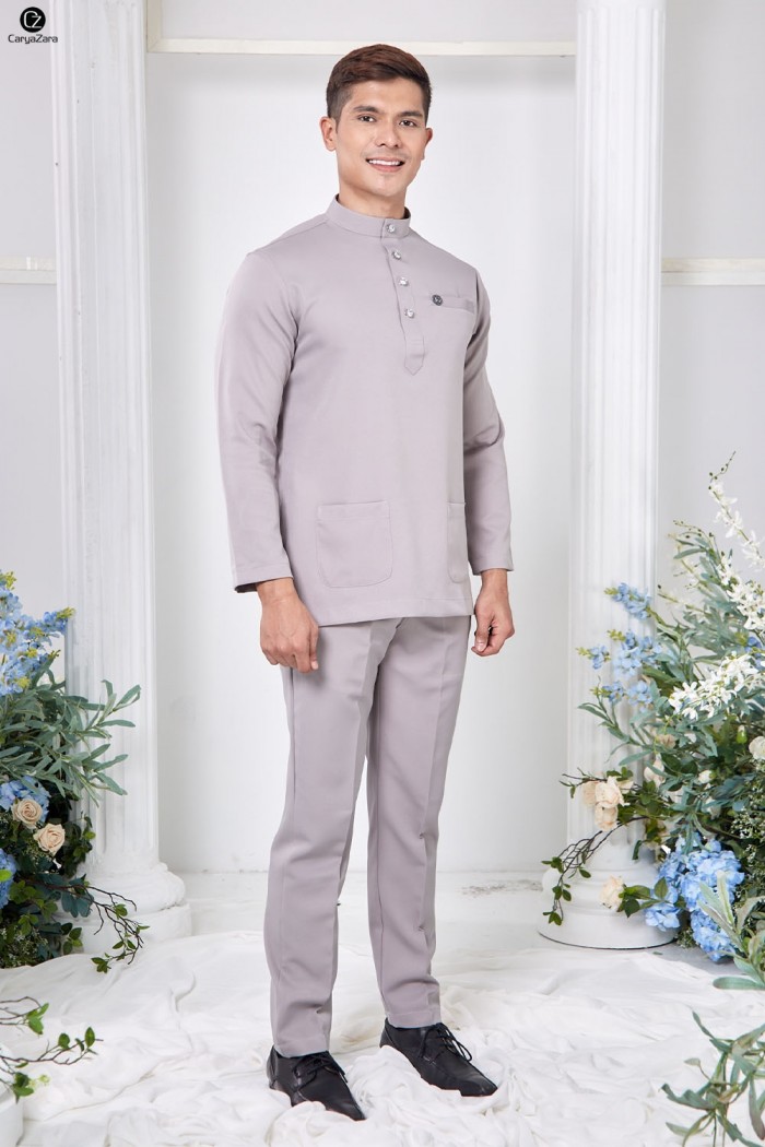 Baju Melayu Yusoff - Silver Grey